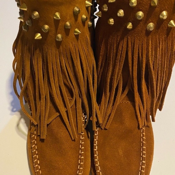 Trafaluc Zara Womens Flat Booties Fringe Brown Size US 6.5 - Picture 4 of 13